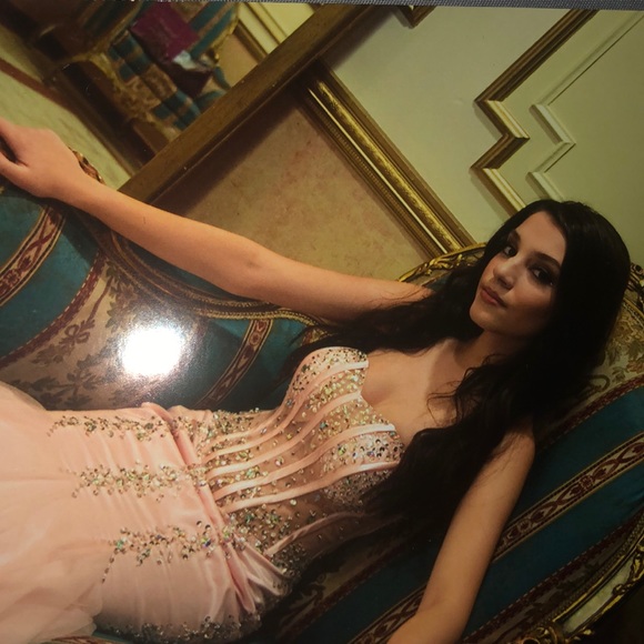 Pink bling sweetheart prom dress - Picture 4 of 9